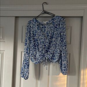 H&M Blue and White Floral Blouse